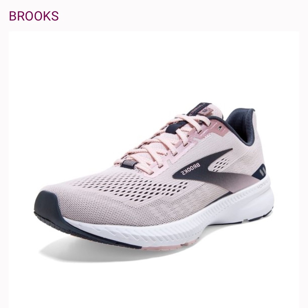 Brooks Pink and Blue Athletic Shoes with Breathable Mesh and Cushioned Midsole